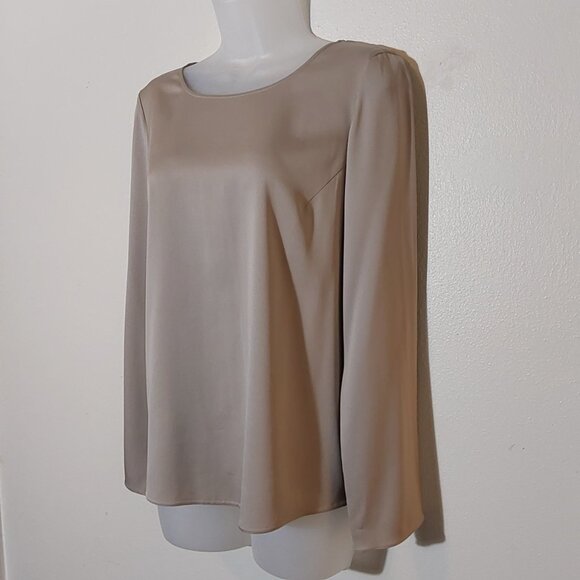 Armani Collezioni Silky Long-Sleeve Neutral Blouse - 4 - Picture 4 of 10